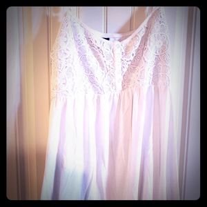 Long White lace detail tank